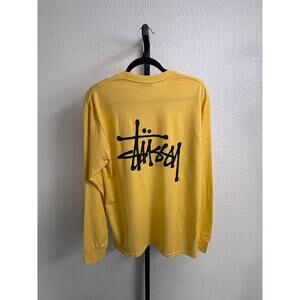 Stüssy Long Sleeve Logo T-Shirt - Size M - Yellow-NEW